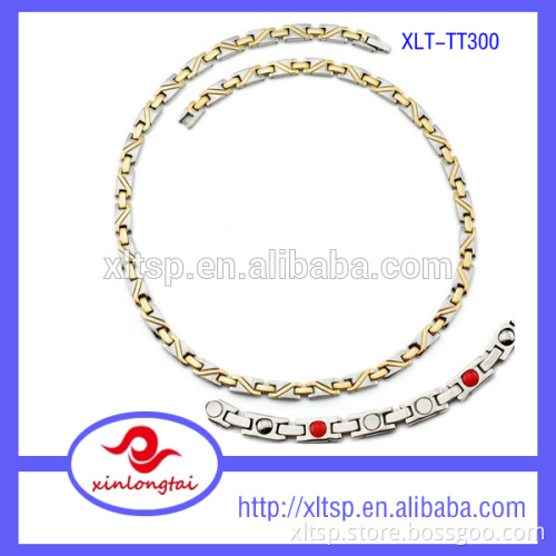 4 in 1 bio energy element gold plating titanium magnetic necklace for women